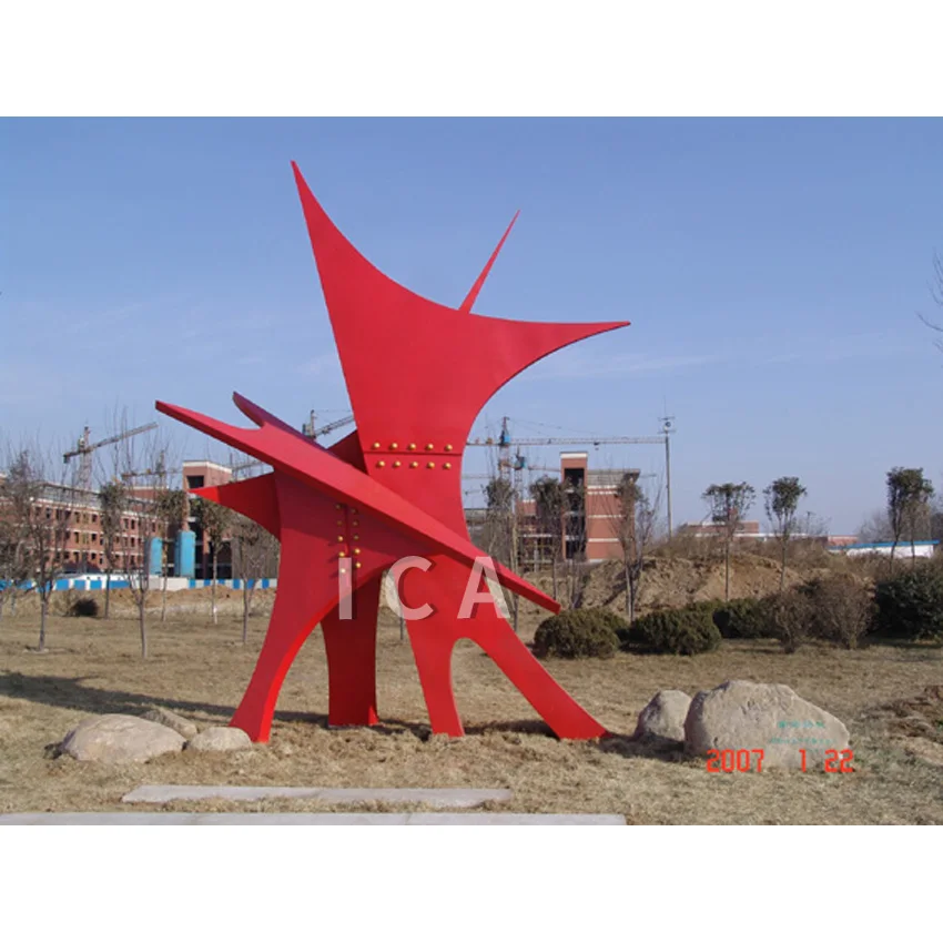 Outdoor  Decoration Red  Metal Garden Art Stainless Steel Abstract Sculpture