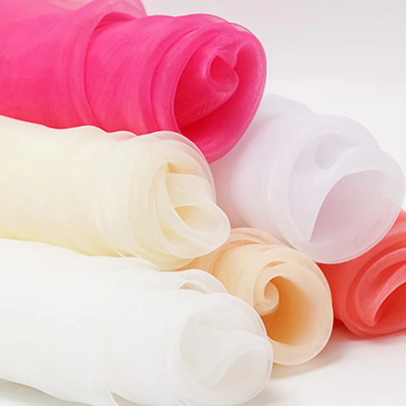 Wholesale 100% Polyester Pure White Wedding Dress Silk Organza Lace Fabric