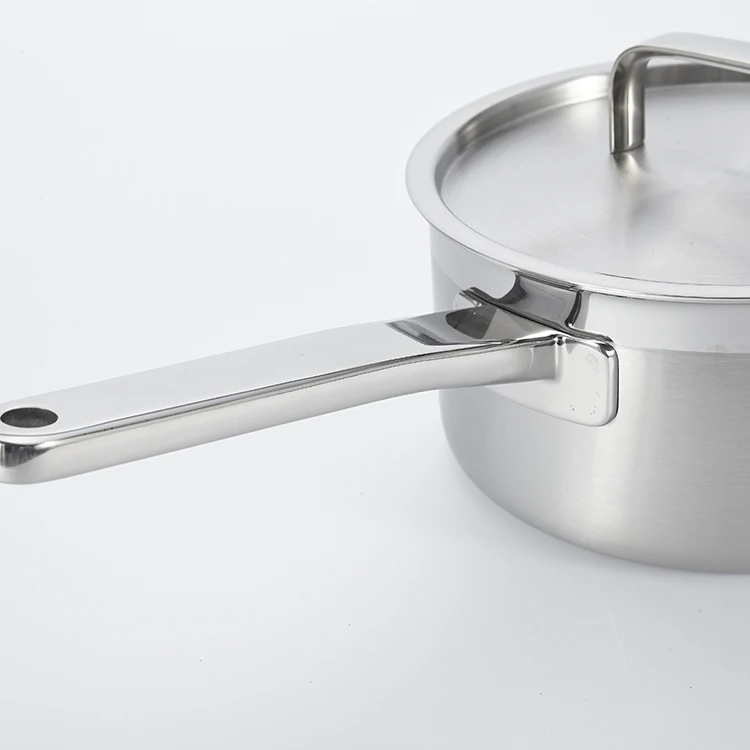  Трехслойная кастрюля для соуса из нержавеющей стали 1.6QT 2.5QT молока с литой ручкой и крышкой оптовая