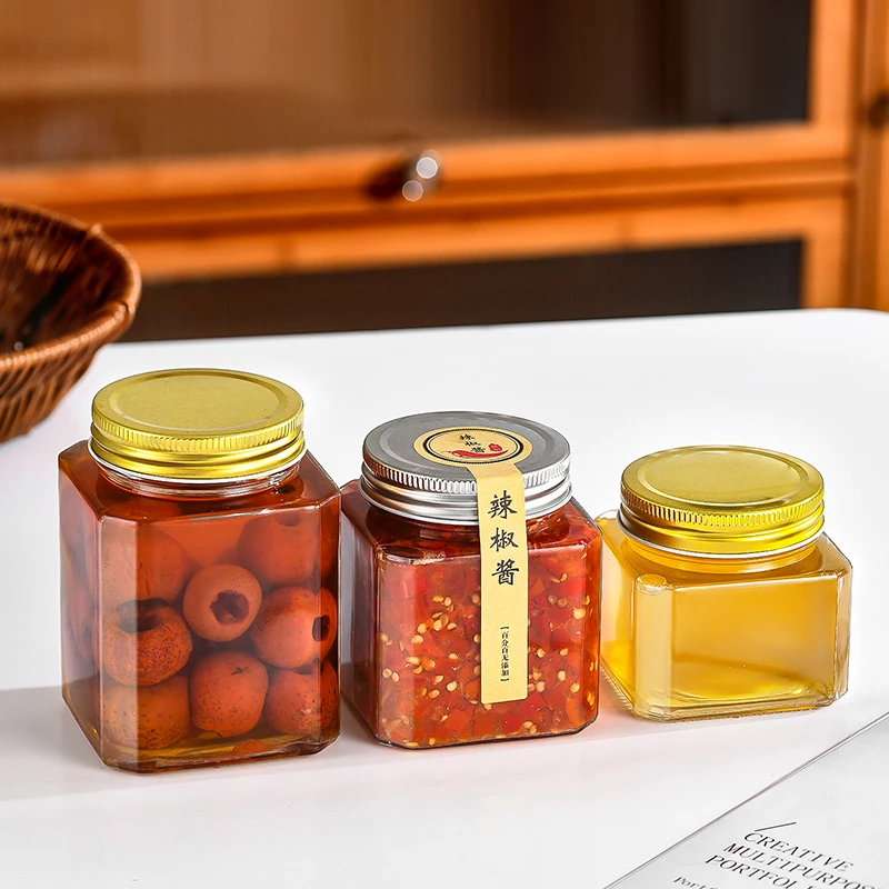 Premium Quality Glass Spice Jars Jar For Food Storage Container Kitchen Storage Canisters 250ml 380ml 500ml with metal lid