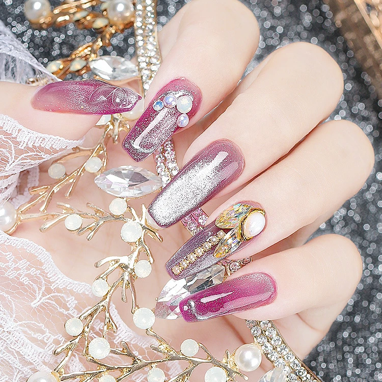 Custom Press on Nails MOQ 1 pc Nail Polish UV Wide Cat Eye Nail Polish Glue