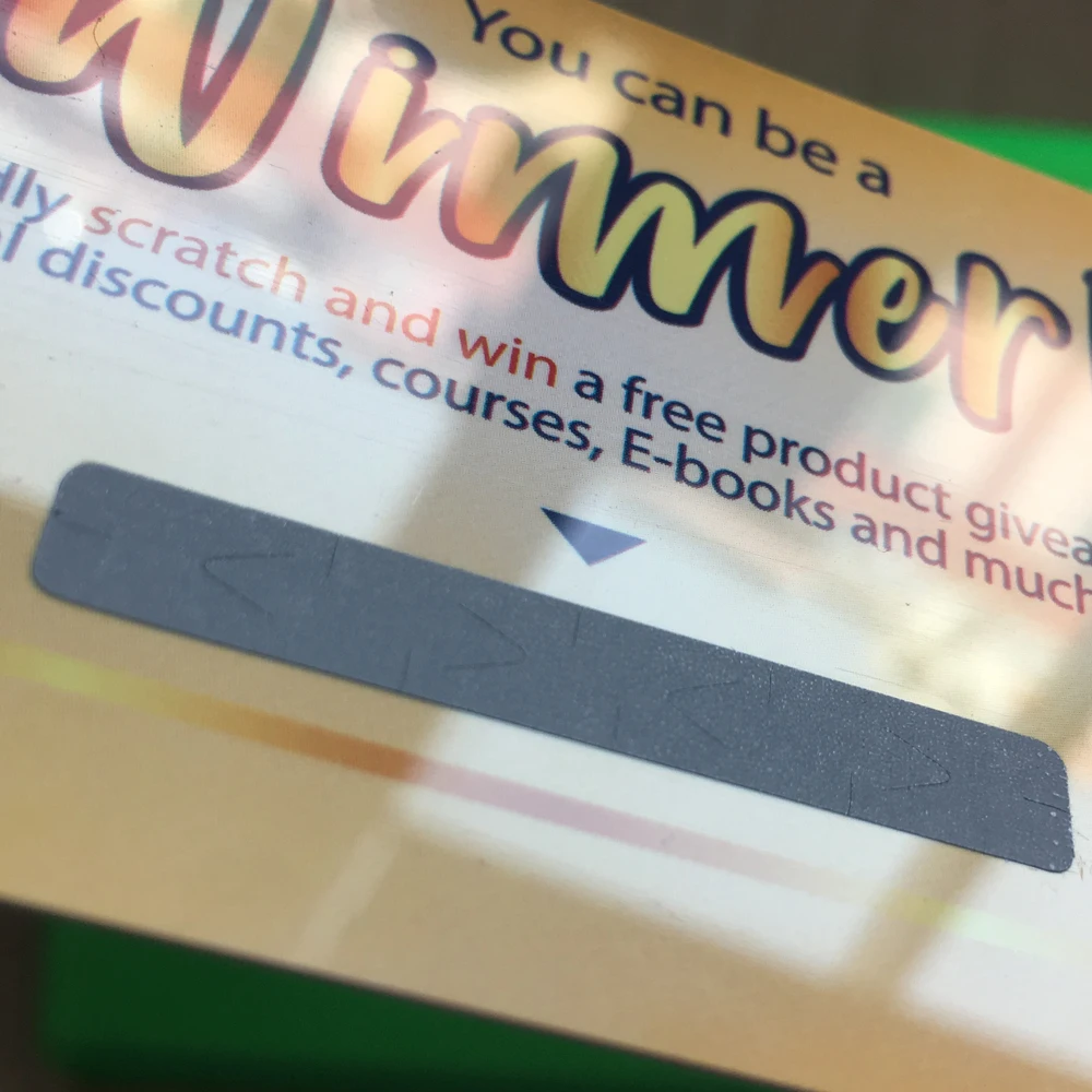 Пользовательские струйный штифт номер скретч-лотерейные карты печать скретч-карты игры 30mil ПВХ для