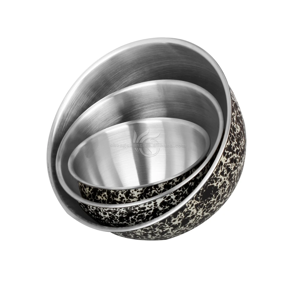 Marble Coating Stainless Steel Table Concept Printing Mixing Bowls Set Nesting for Space Saving Storage for Cooking Baking