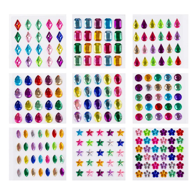 Популярная пластиковая цветная Корона самодельный драгоценный камень горный хрусталь самоклеящаяся квадратная персиковая сердце капля воды эллипс