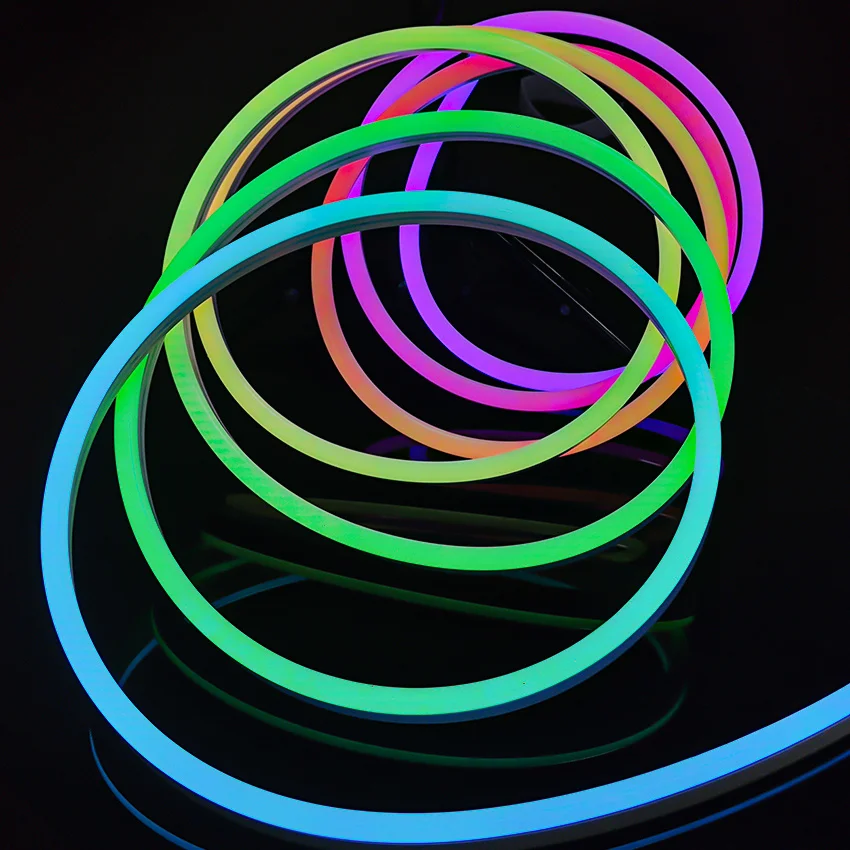 DC24V RGBIC LED Neon Light Strip 6*12MM Tuya LED Rope Strip 3535 96LEDS per meter BT Mobile App Outdoor LED Strip 5M and 10M Kit