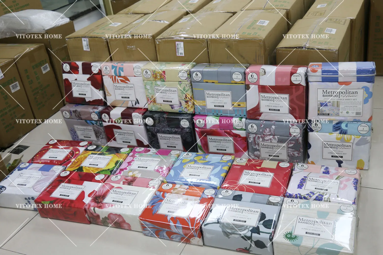 Factory Bed Sheet 6pc Modern Pattern Printed Bedding Sheet Set with 1 Flat & 1 Fitted Sheet with 4 Pillow