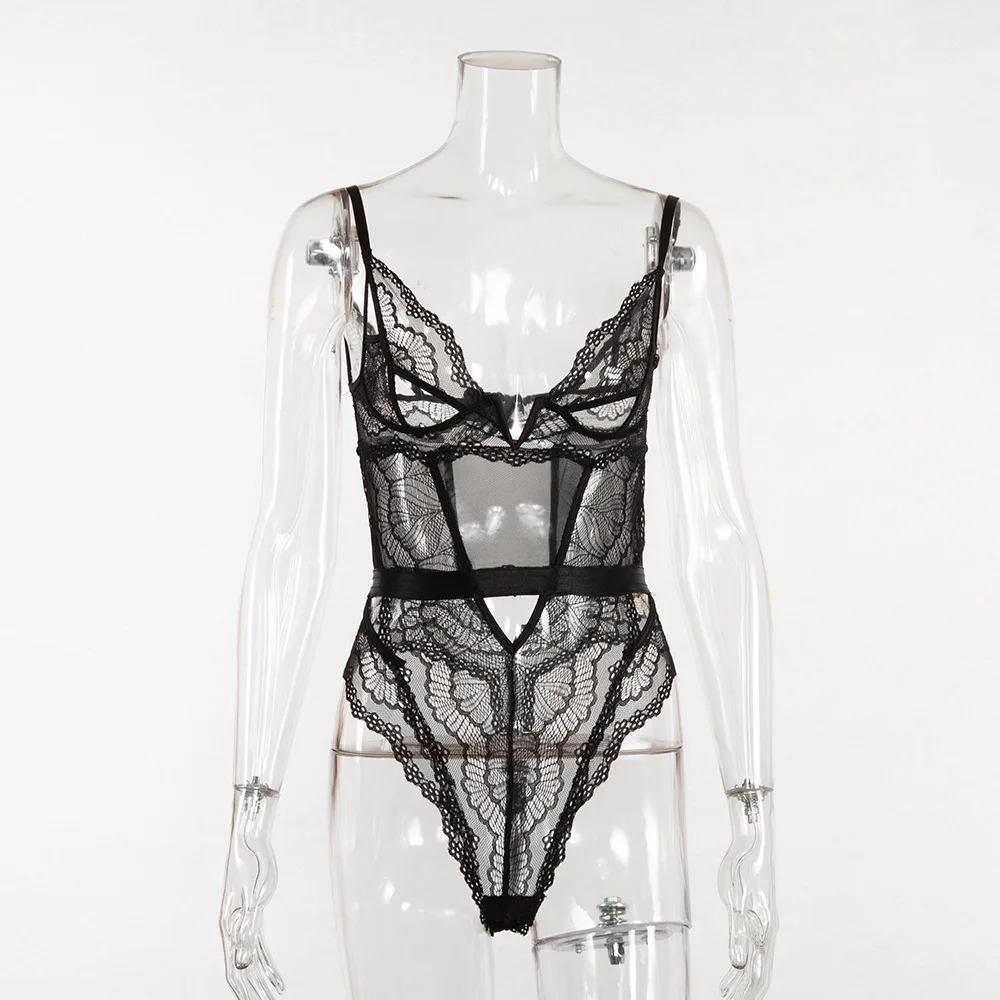 Xinuo 2021 wholesale new ladies underwear lace transparent sexy lingerie bodysuits 10402