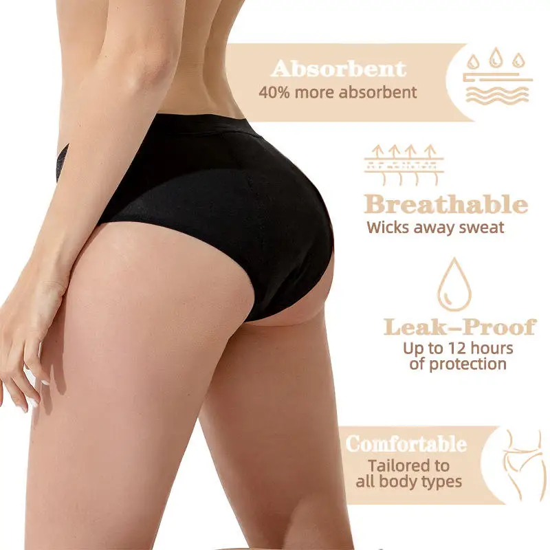 SFYG330 High Quality  4 Layer Leakproof Washable Bamboo Culotte menstruelle Period Menstrual Underwear For Women Bambou Pants