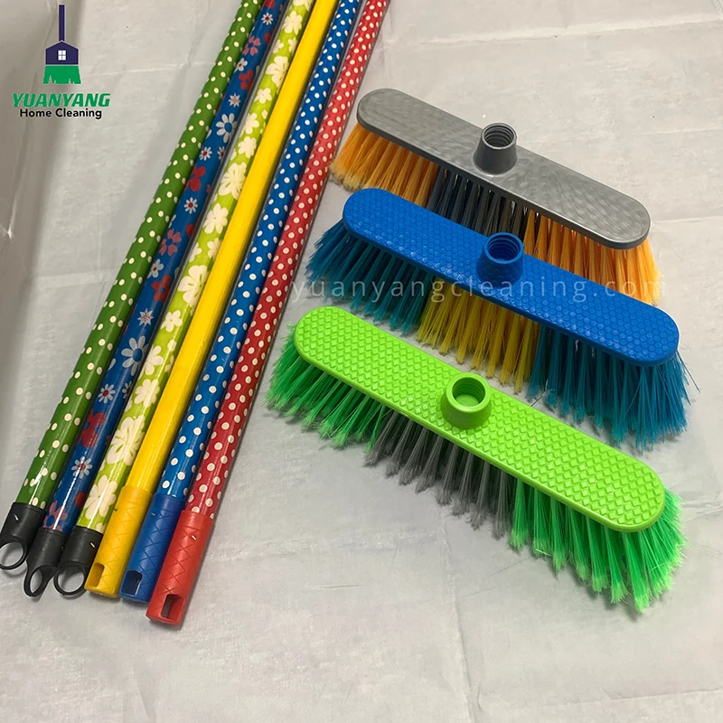 Cheap broom stick long handle house cleaning broom plastic big broom for the street