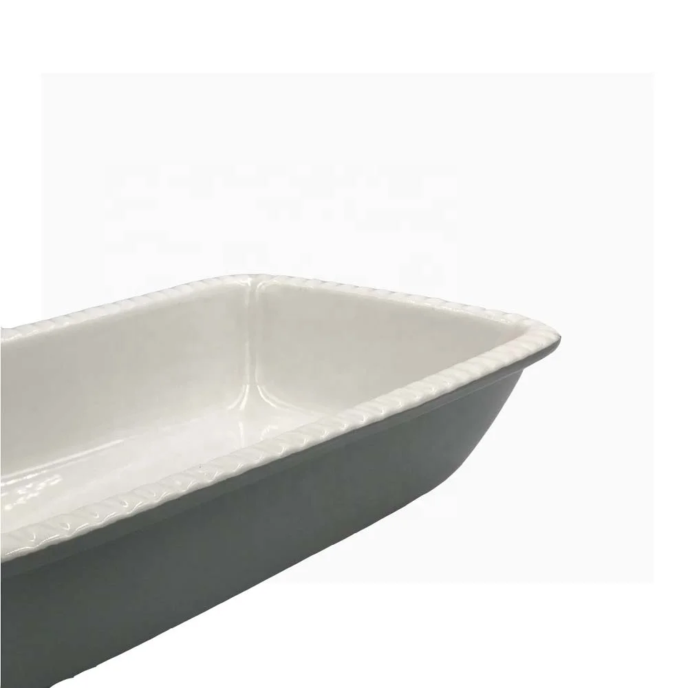 Gray Casseroll Serving Dishes Nordic Plates Ceramic Baking Tray Pan