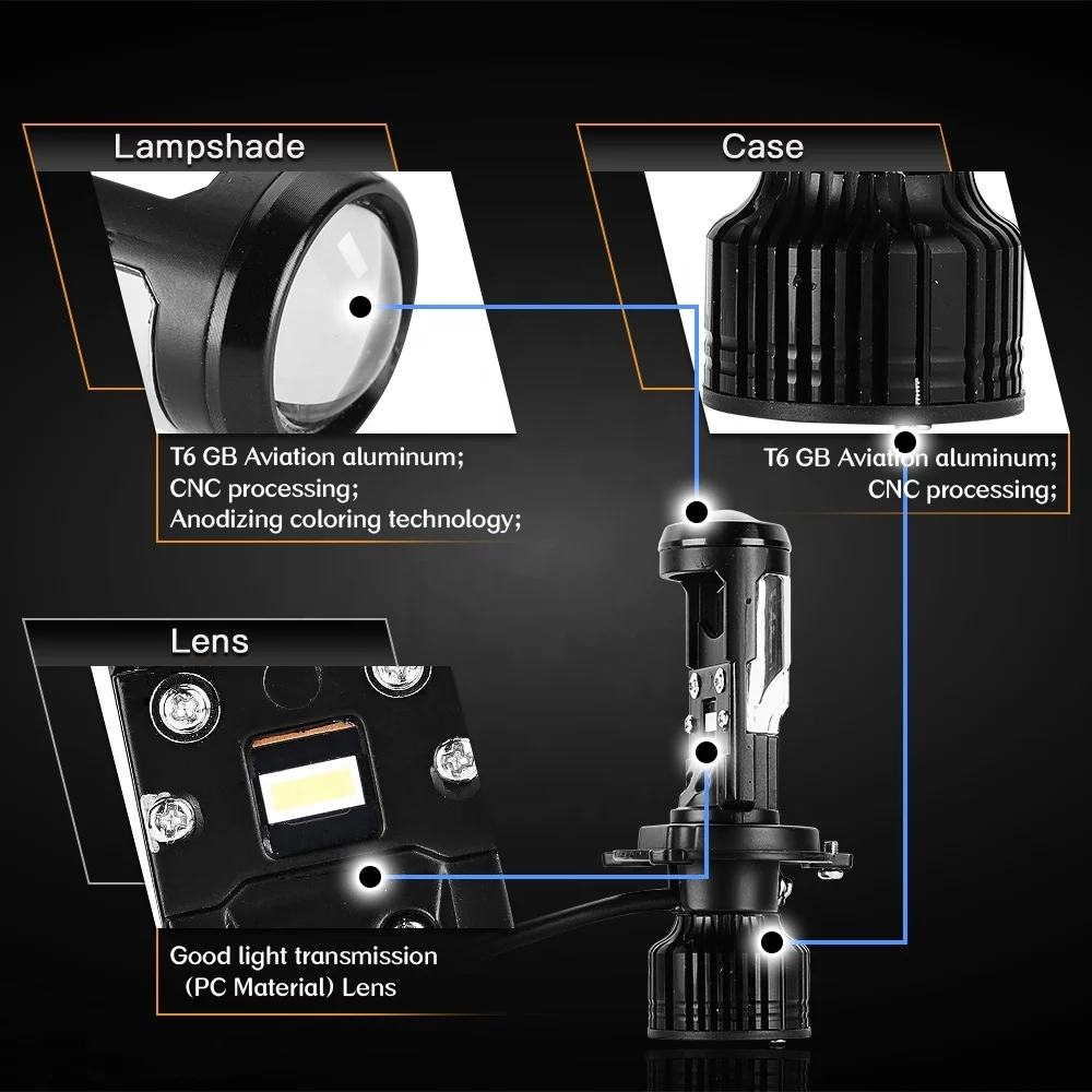 On Sale Waterproof White 12v 24v 36v 80v H7 H4  35W Led Headlight Bulb For Motorcycle Car