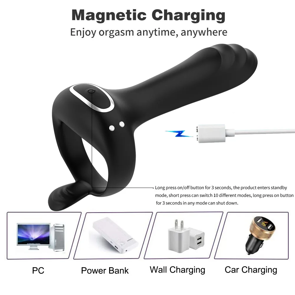 Bluetooth Penis Ring Vibrator Wireless APP Remote Cock Ring Sex Toys for Male