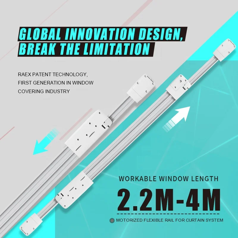 Умный дом, автоматическая направляющая, электрическая направляющая для штор 2,2-4 м, моторизированная телескопическая Гибкая направляющая для штор с Wi-Fi мотором TUYA