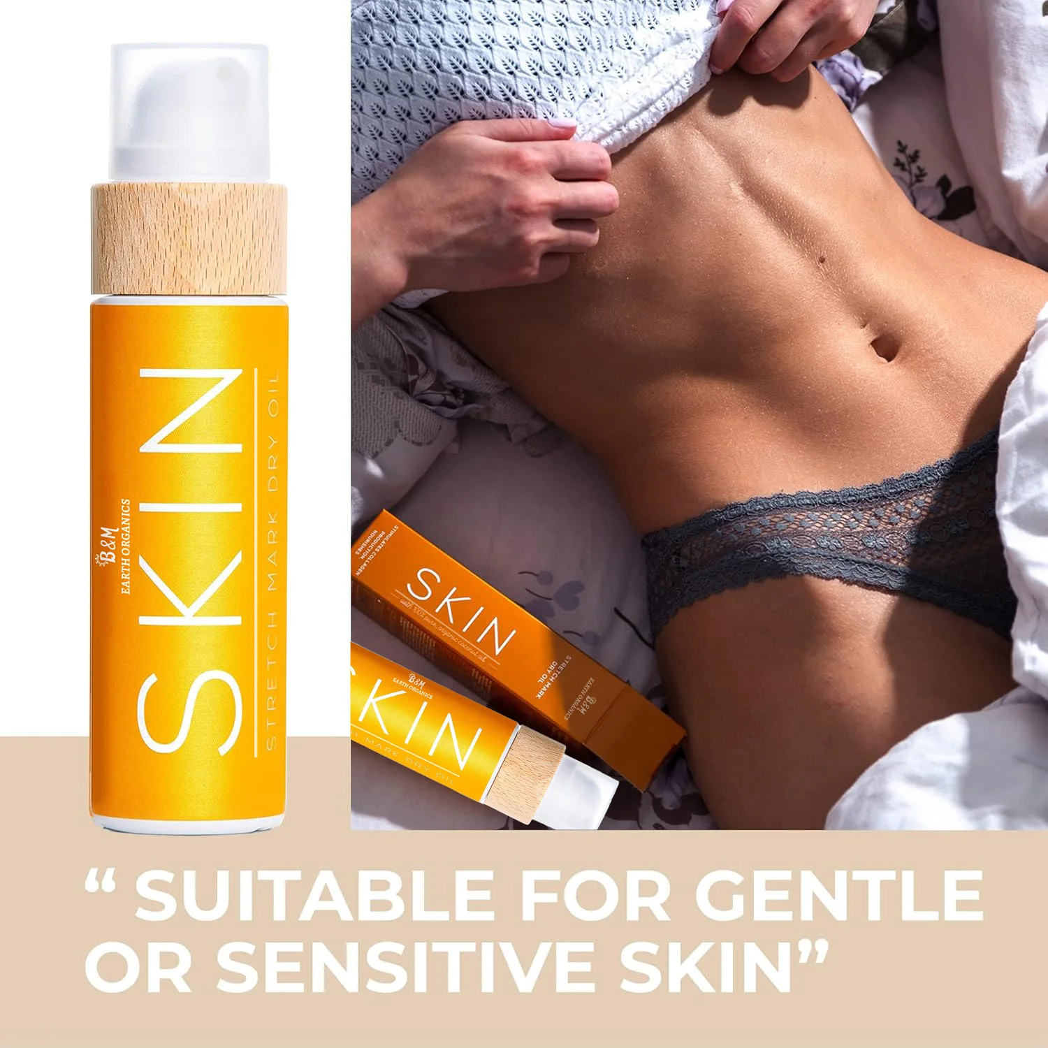 Stretch Mark Dry Oil Organic Anti Stretch Mark Oil for Pregnancy Natural Oils Vitamin E Rebuilds Skin Collagen