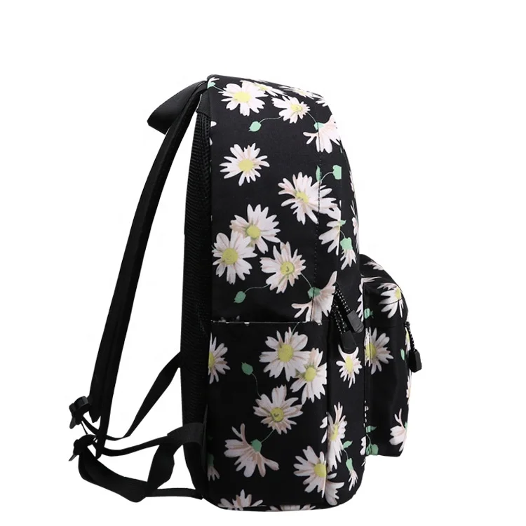Custom Image Printing Flower Pattern Ladies college bags laptop backpack school bag for girl