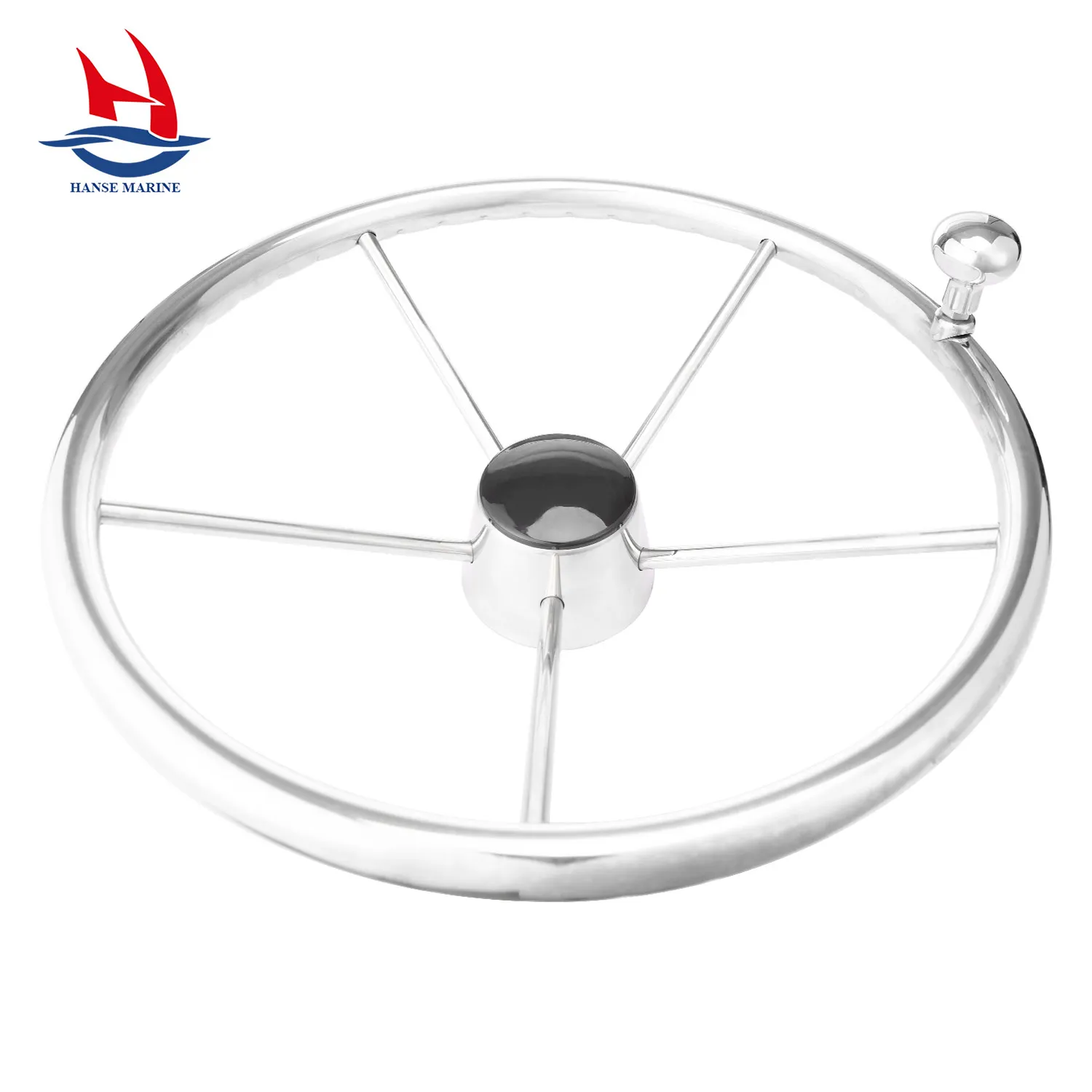 HANSE MARINE Stainless Steel Boat Steering Wheel with Knob with Finger Grip Accessories for Marine Boat Yacht