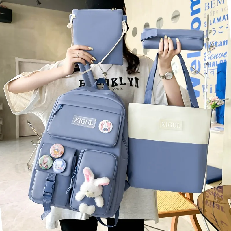 Wholesale Quality 4 in 1 Nylon Student Backpack School Bags for Teenagers