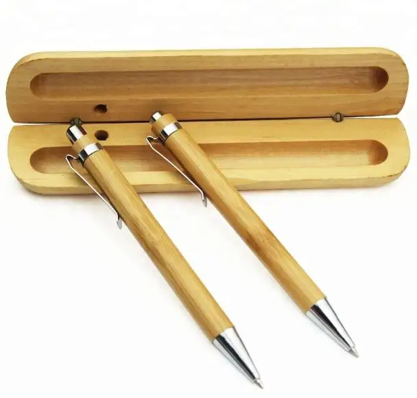 Custom logo printed Clip bamboo pen