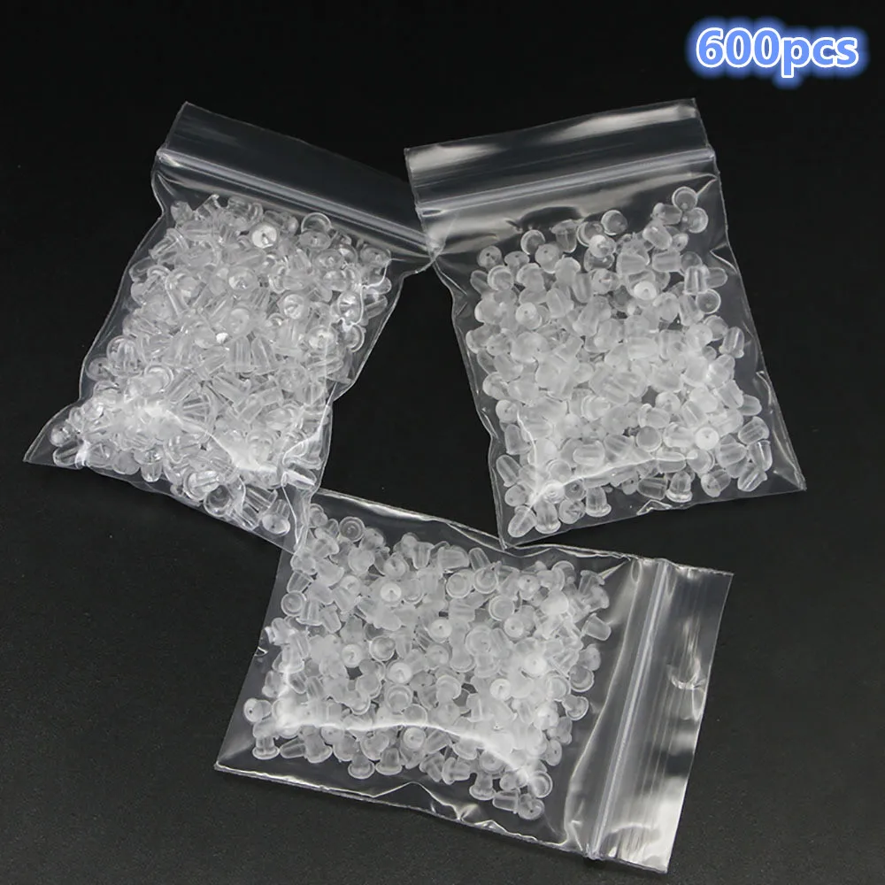 200 Pieces Clear Earring Backs Safety Rubber Bullet Earring Clutch Hypoallergenic