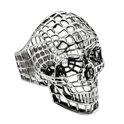 Customized Mens Vintage Punk Style Ring Hollow Made Casting Stainless Steel Skull Ring