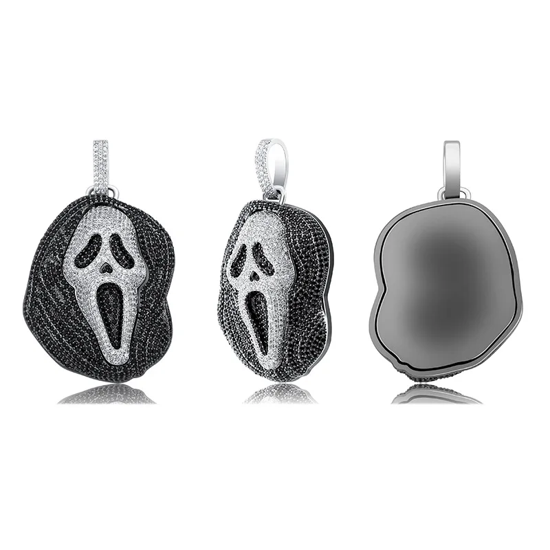 Halloween Europe and the United States popular ghost ghost hip hop pendant full of zircon necklace sweater accessories