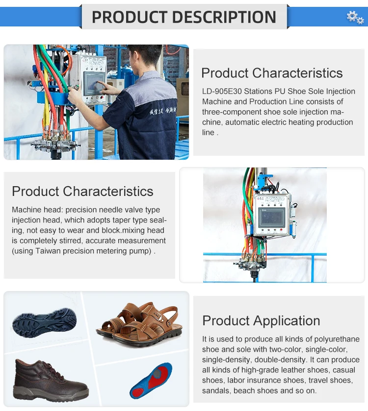 Oem injection pu foam injection molding of shoe sole making machine production Line