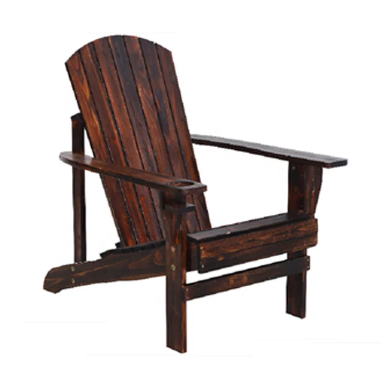 Современный стул Adirondack из карбонизированной древесины с подставкой и широким подлокотником для двора сада патио оптовая
