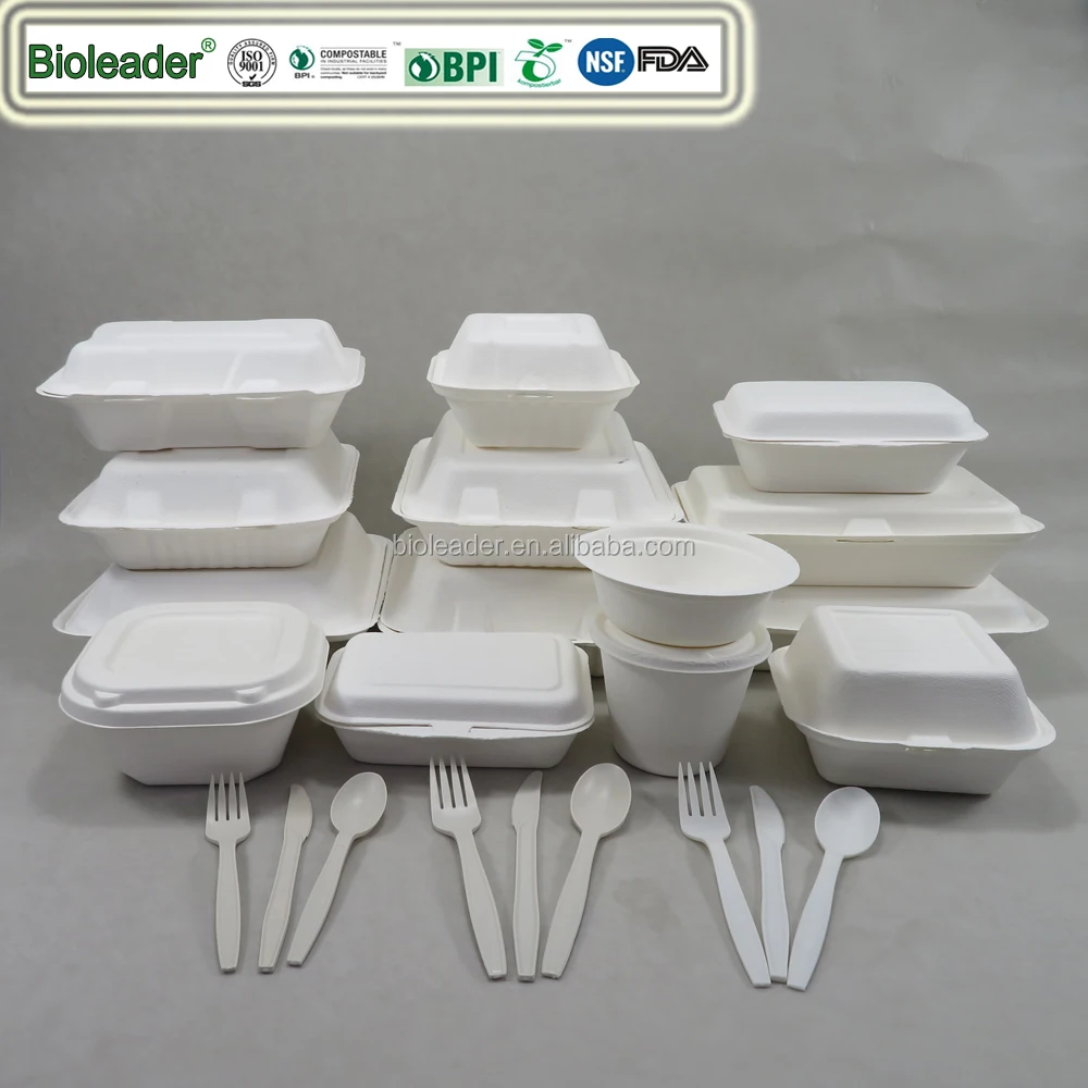 Compostable Sugarcane Bagasse Fast Food Packaging Box