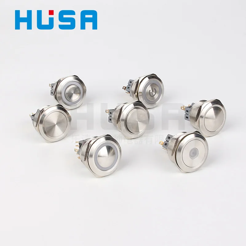 28mm Waterproof Metal Latching Push Button Switch 1NO1NC Sslf-locking Stainless Steel On Off Button Switches For Machine Control