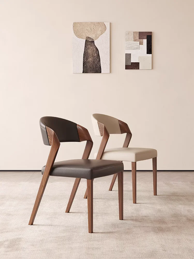 Factory Price Fashionable Skeleton Waist Design Restaurant Dining Chair Wood Leather Solid Wood Legs Coffee Chair