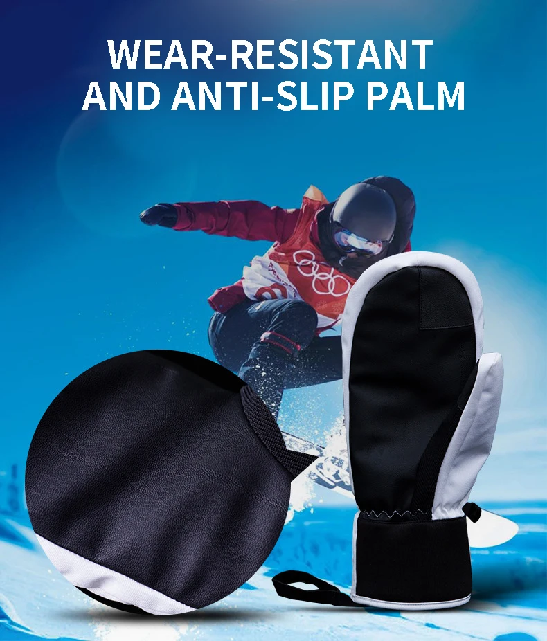 Best Durable Warm Ski Gloves Mitts Waterproof Real Fill Leather Snow Snowboarding Snowmobile Gloves Manufacturer