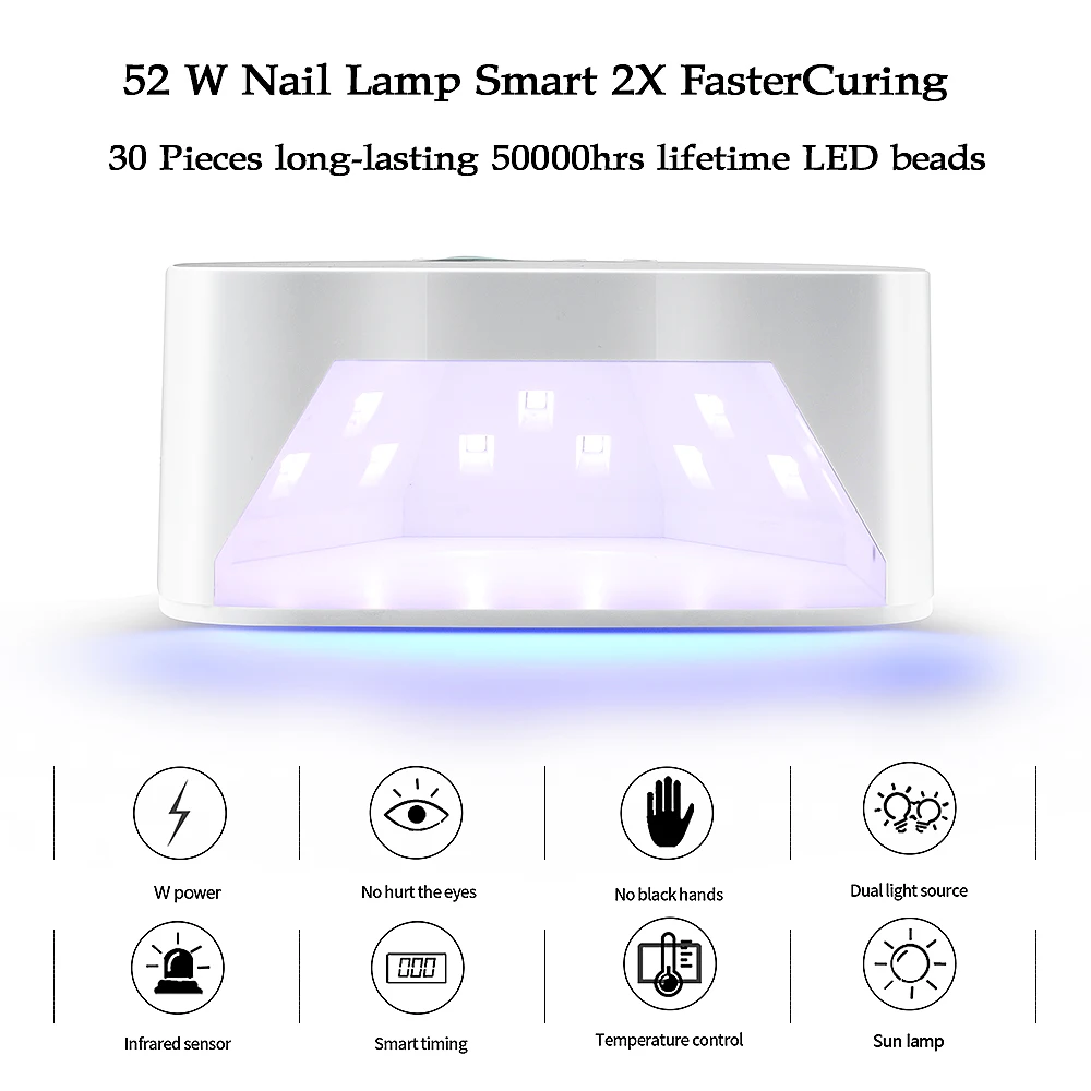 54w LED Nail Lamp Light Curing Gel Varnish Polish Manicure Drying USB UV Lamp Art Sun Power Beauty