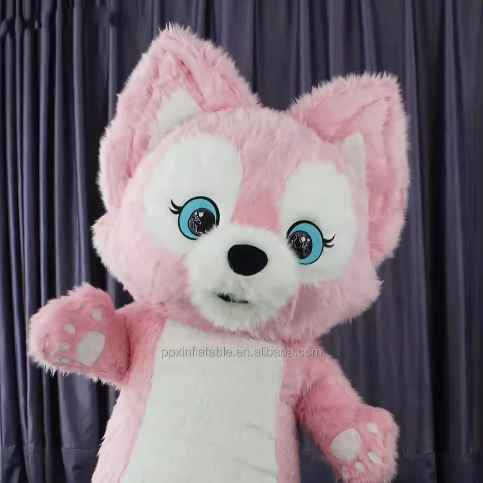 Giant Walking Moving Cosplay Cartoon Inflatable pink fox Inflatable Mascot Costume Suit For Adults