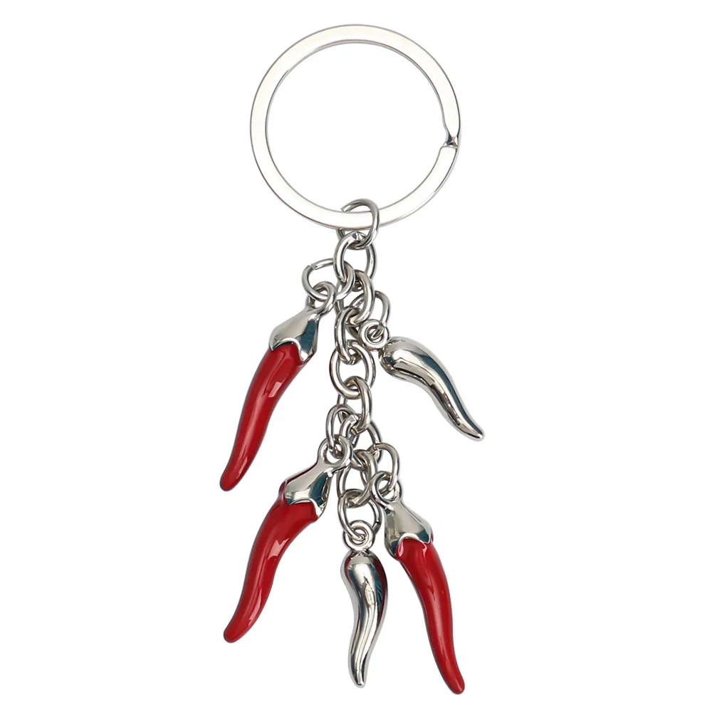 Hotsale 5 Charms Red Pepper Mexico Columbia Philippine Hot Peppers Keyring Keychain