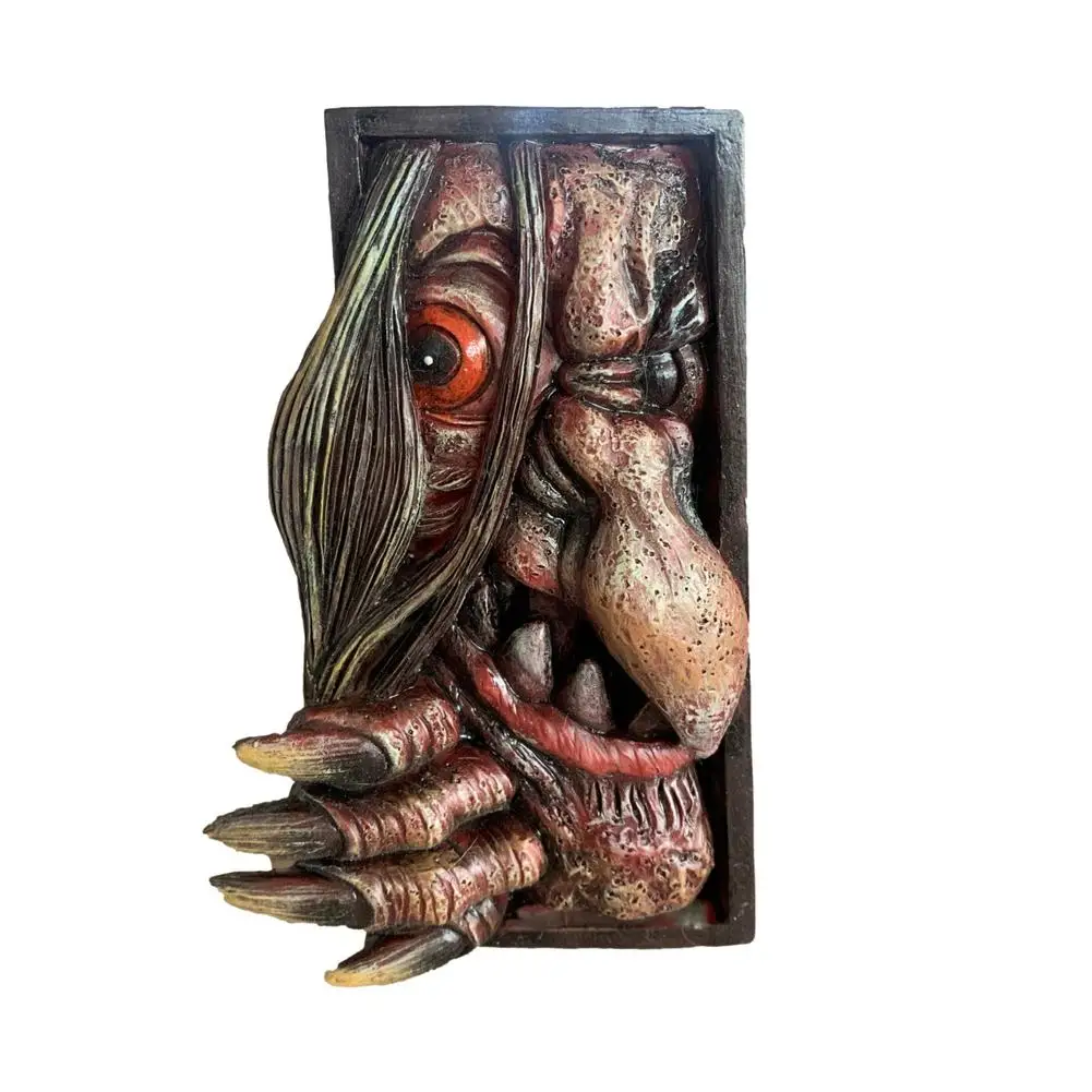 Decorative Peeping On The Bookshelf Human Face Resin Monster Figurine Bookends Horror Halloween Decor