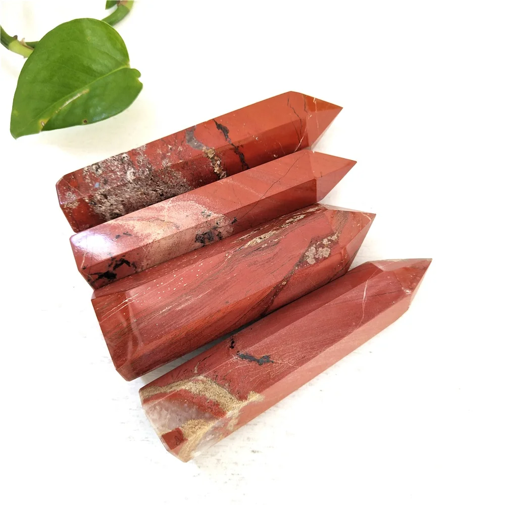  Wholesale Natural Quartz Crystal Wands Hand Carved Healing Red Jasper Towers For