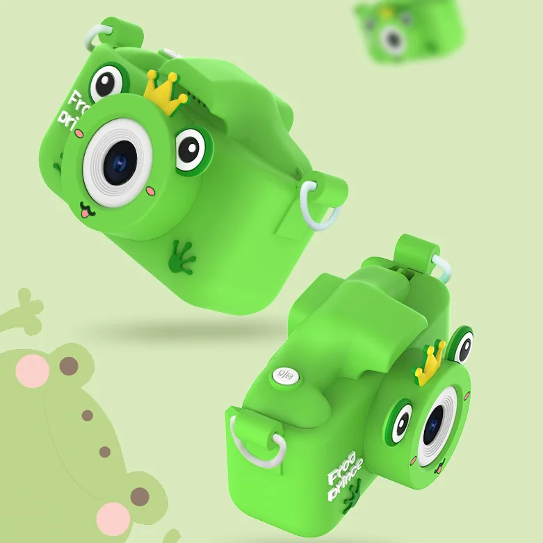 HD Digital Cameras Video Camcorder for Kids, Cute Cartoon Frog Selfie Design Portable Mini Camera for Children Birthday Gift
