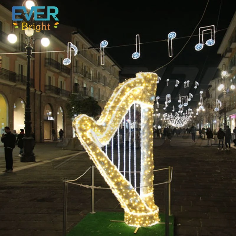 3D Christmas Motif LED Lighting Lamp PVC Musical Instrument Shape Landscape Decoration for Weddings and Halloween Parties