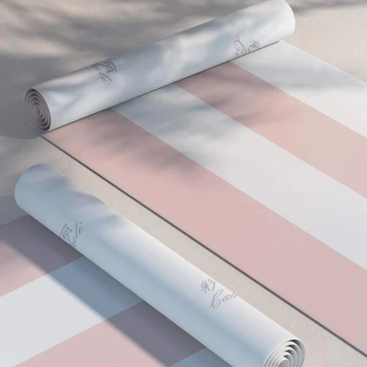 Self-Adhesive Waterproof Thick Wallpaper With Pink White Stripe Pattern Wallpaper Smooth Finish Retro for Home Decor