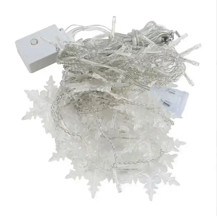 Snowflake Led Icicle String Fairy Lights Twinkle Snowflake Window Wall Christmas Garden Decoration Led Curtain Lights