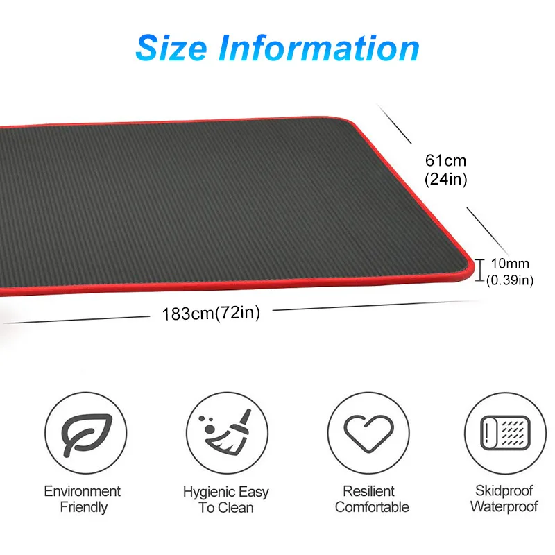  10mm Thick Non-Slip PVC Black Yoga Mat High Quality NRB Gym Household Pilates Fitness Reformer Natural