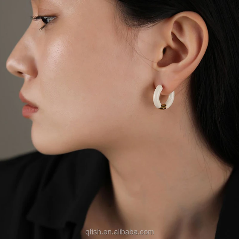 Wholesale Stainless Steel Multi Colors Circle Round Earring 18k Gold Plated Enamel Dripping Oil Hoop Earrings