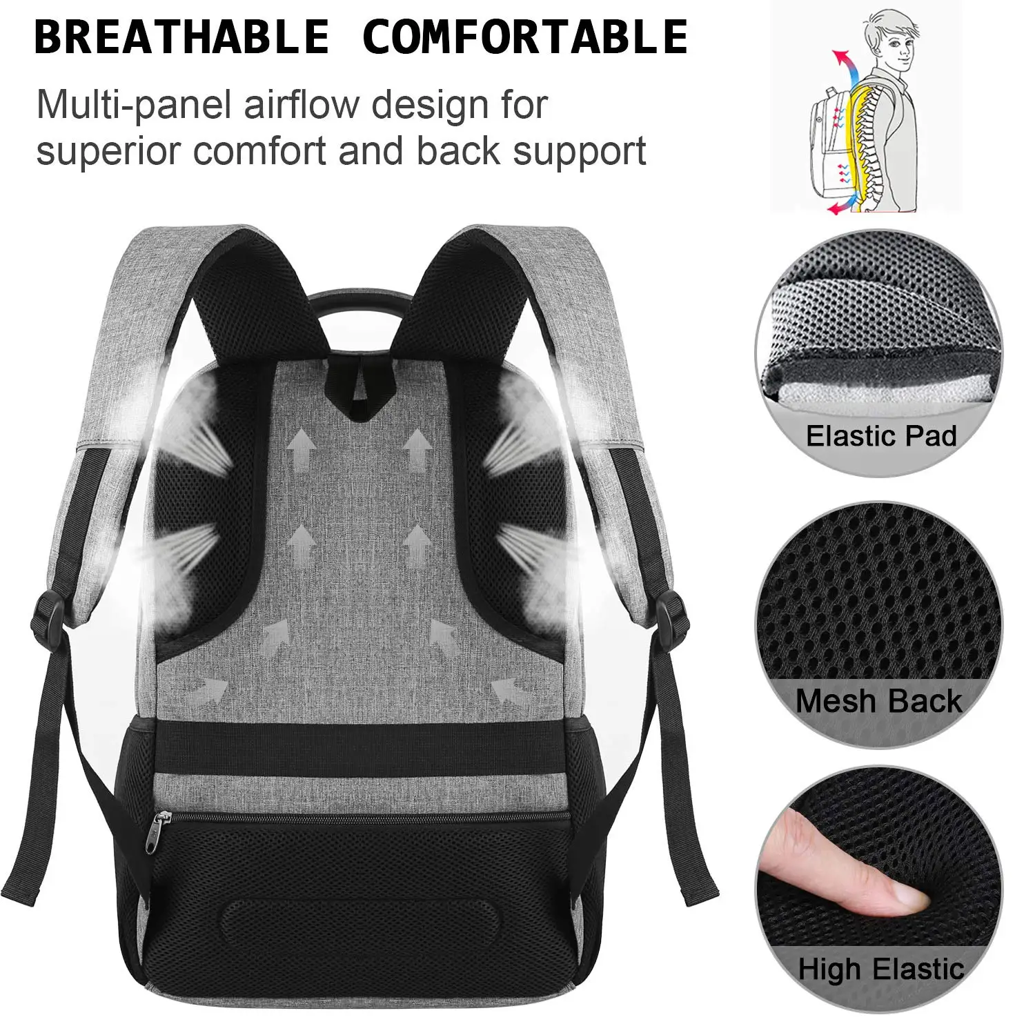 Women Casual Backpack Expandable Airplane Approved Weekend Travel Bag with USB Charging Port For15.6 Inch Laptops and Notebooks