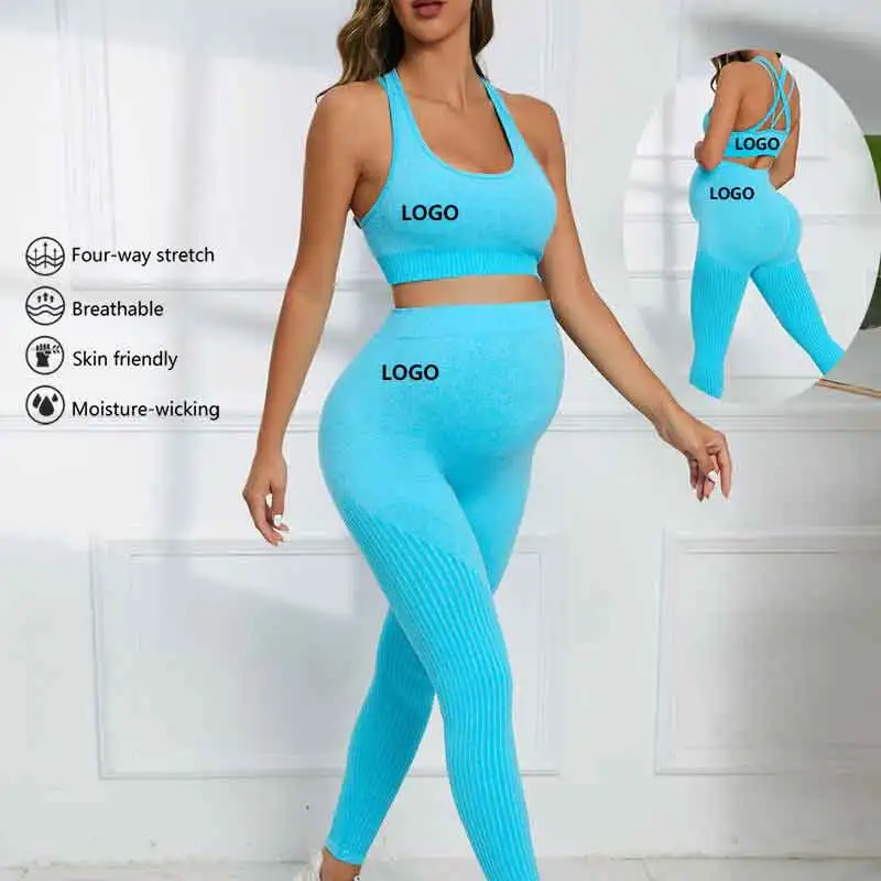 Wholesale Fashion Nursing Wear Plus Size Gym Workout Women Pregnant Sport Bra And Hight Waist Legging Maternity Fitness Yoga Set