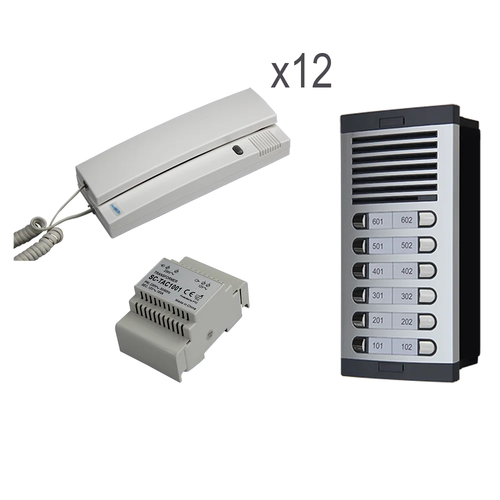 12 Way Door Entry Kit 4+n Wiring Aluminum Panel Metal Push Button Embedded/Surface Installation Citymax