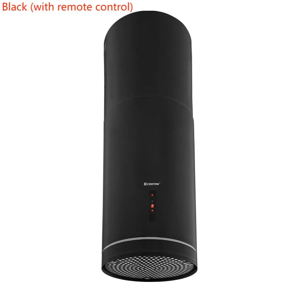 Black Circular Island Range Hood Silent Smoke Exhaust Hood Column Ceiling Suspended Top Chimney for Kitchen Cooking Utensils