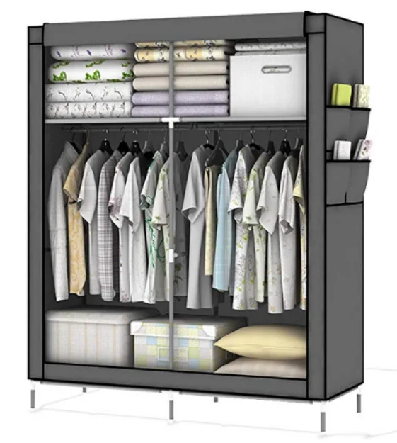 House Collapsible Furniture Clothes Holder Stand Hanging Wardrobe High Load-Capacity Portable Storage Wardrobe Cabinet