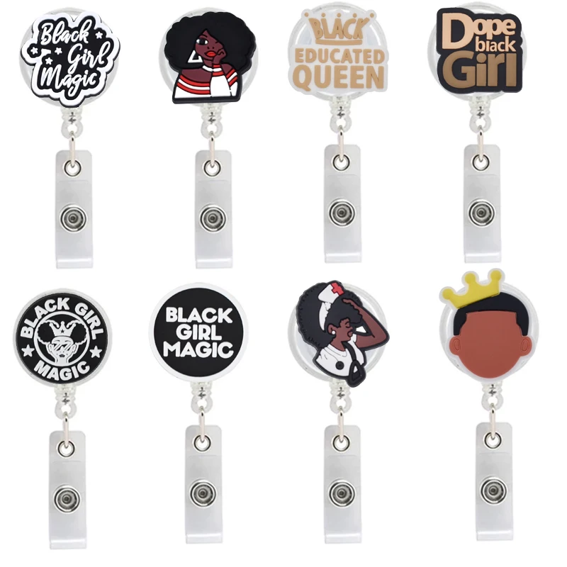 Mix Styles Black Magical Lady Girl Women Nursing Nurse Doctor Felt Retractable Badge Holder Reel Accessories
