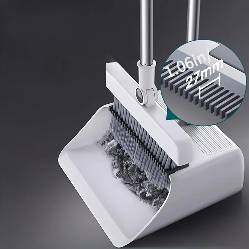 3-in-1 Long Handle Broom Dustpan Combo Set Heavy-Duty Indoor Outdoor Sweeping Tools Home Bathroom Office School Dorms Cleaning