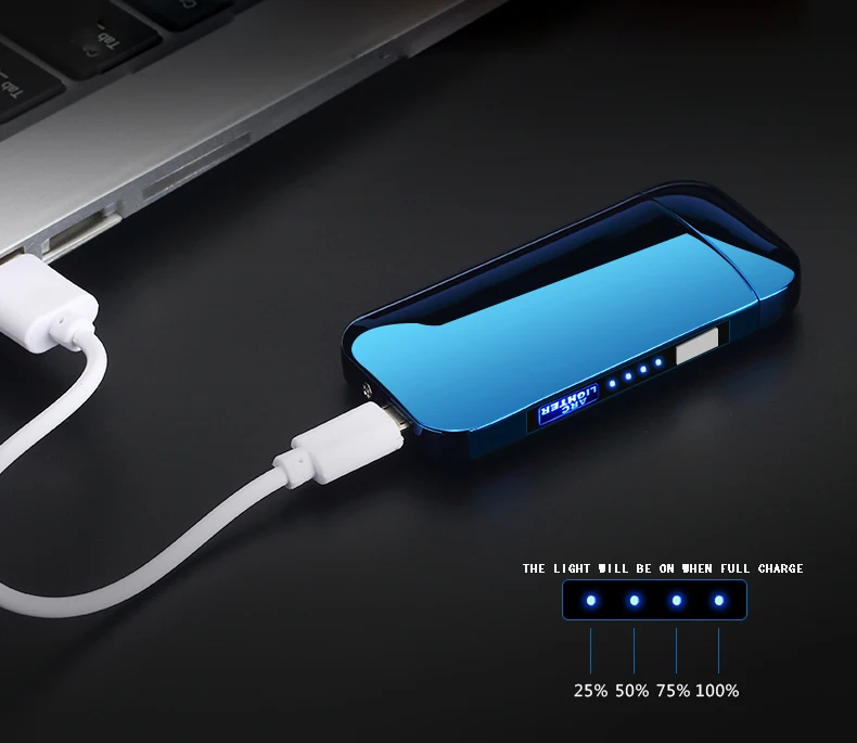 Electronic lighter gold lighting cigarette customize logo electric multi color usb lighter